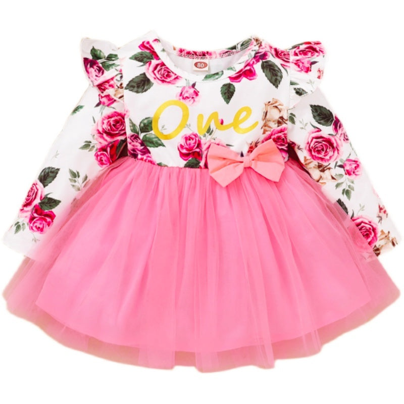 Girls’ Floral Ruffle Dress